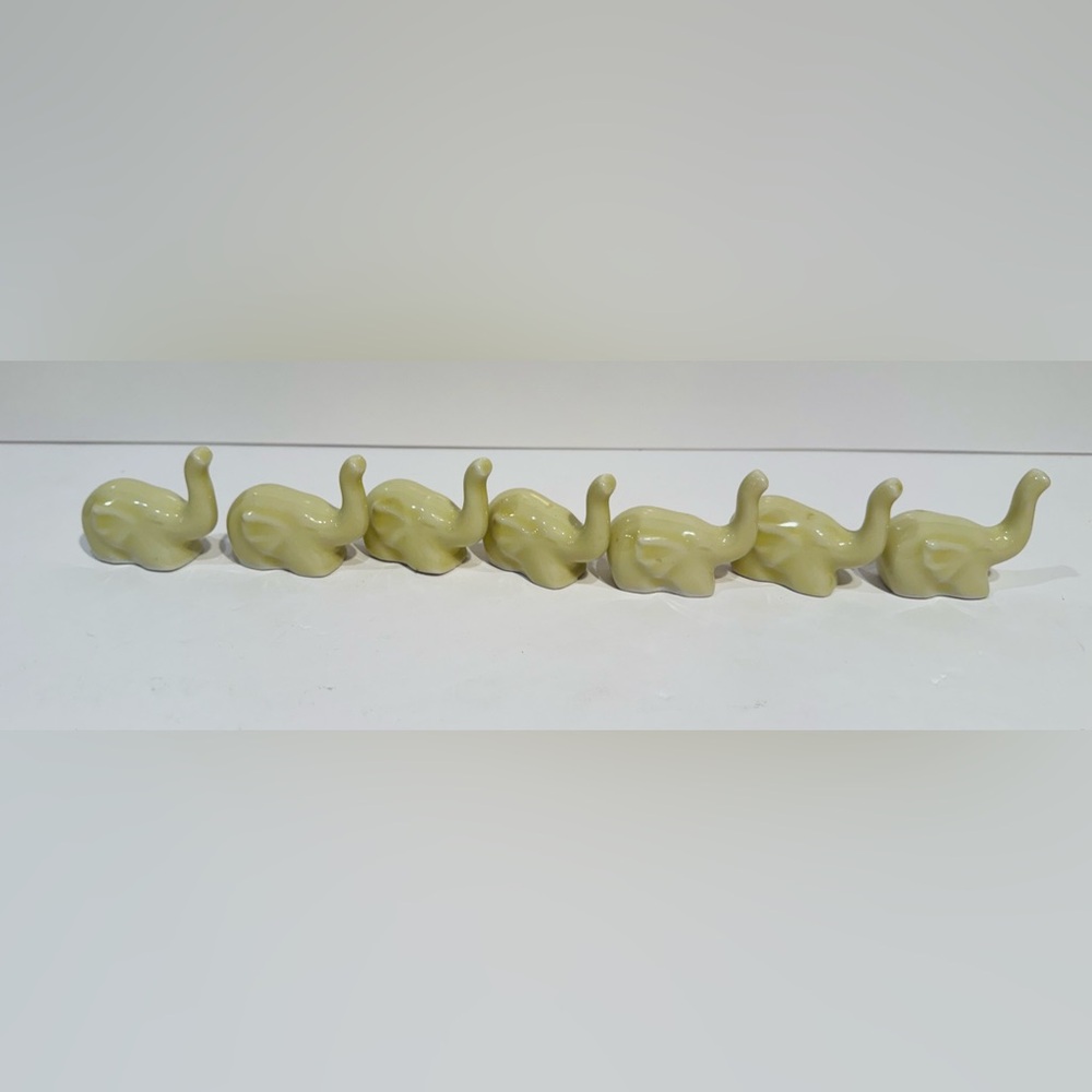 Vintage Mini Ceramic Elephant Figurines Set of 7